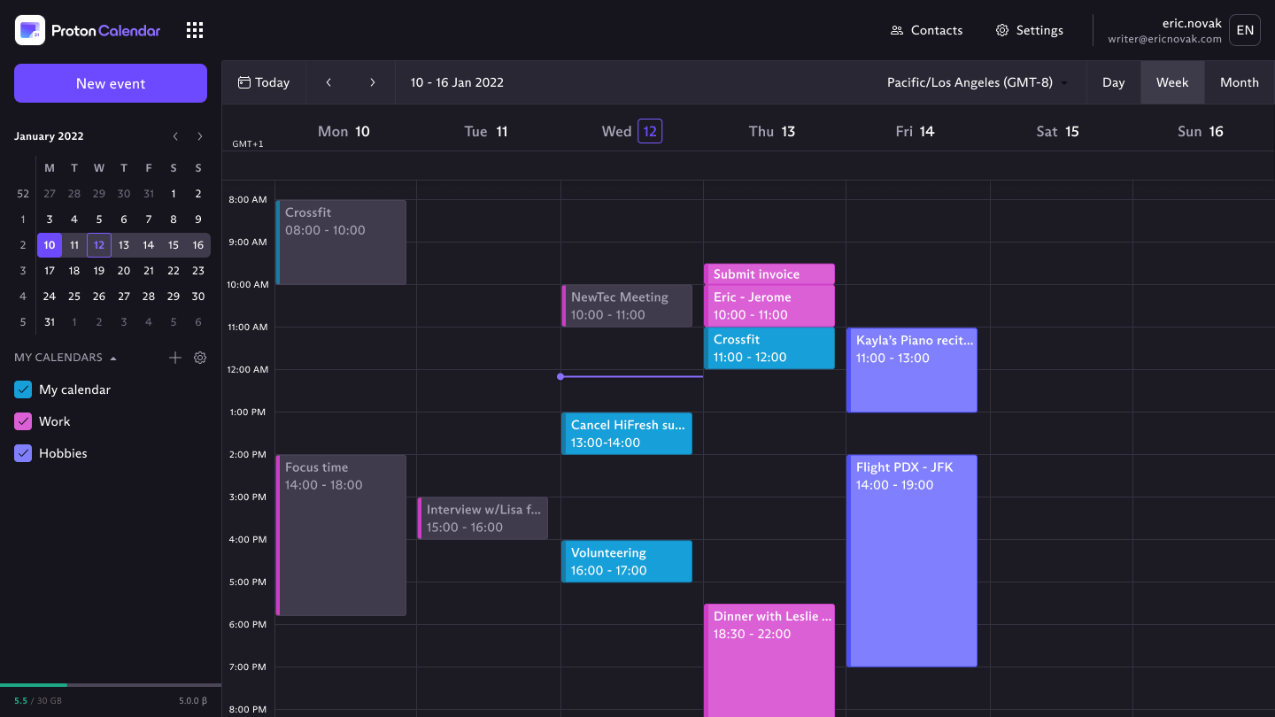Proton Calendar desktop app